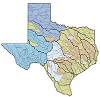 BLE Status Map for Texas watersheds