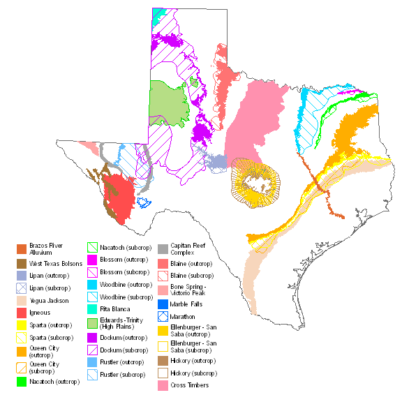 Map of minor aquifers of Texas.