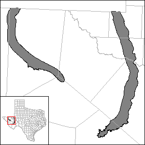 This map shows the extent and location of the Capitan Reef Complex Aquifer Groundwater Availability Model.