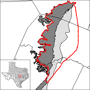 This map shows the extent and location of the northern segment of the Edwards (Balcones Fault Zone) Aquifer Groundwater Availability Model.