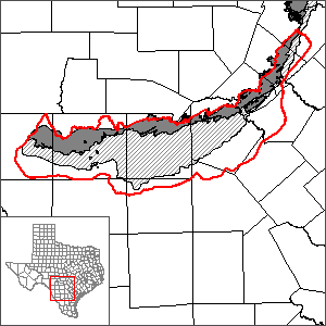 This map shows the extent and location of the Edwards BFZ Aquifer (San Antonio segment) GAM.