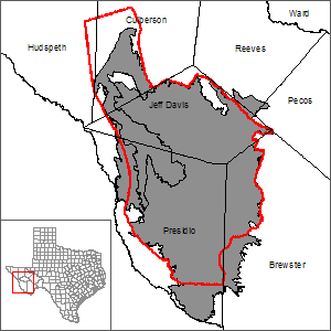 This map shows the extent and location of parts of the West Texas Bolsons (Wild Horse Flat, Michigan Flat, Ryan Flat, and Lobo Flat) Aquifer and Igneous Aquifer Groundwater Availability Model.