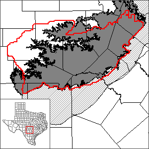 This map shows the extent and location of the Hill Country portion of the Trinity Aquifer Groundwater Availability Model.