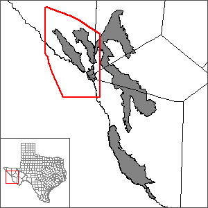 This map shows the extent and location of parts of the West Texas Bolsons (Red Light, Green River, and Eagle Flat) Aquifer Groundwater Availability Model.