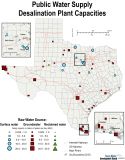 Map showing capacity of desalination plants in Texas