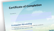 Rainwater Harvesting Training Completion Certificate
