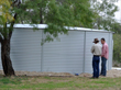 The completed 30,000-gallon metal tank.