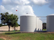 Close-up view of the eight 10,000-gallon cisterns.