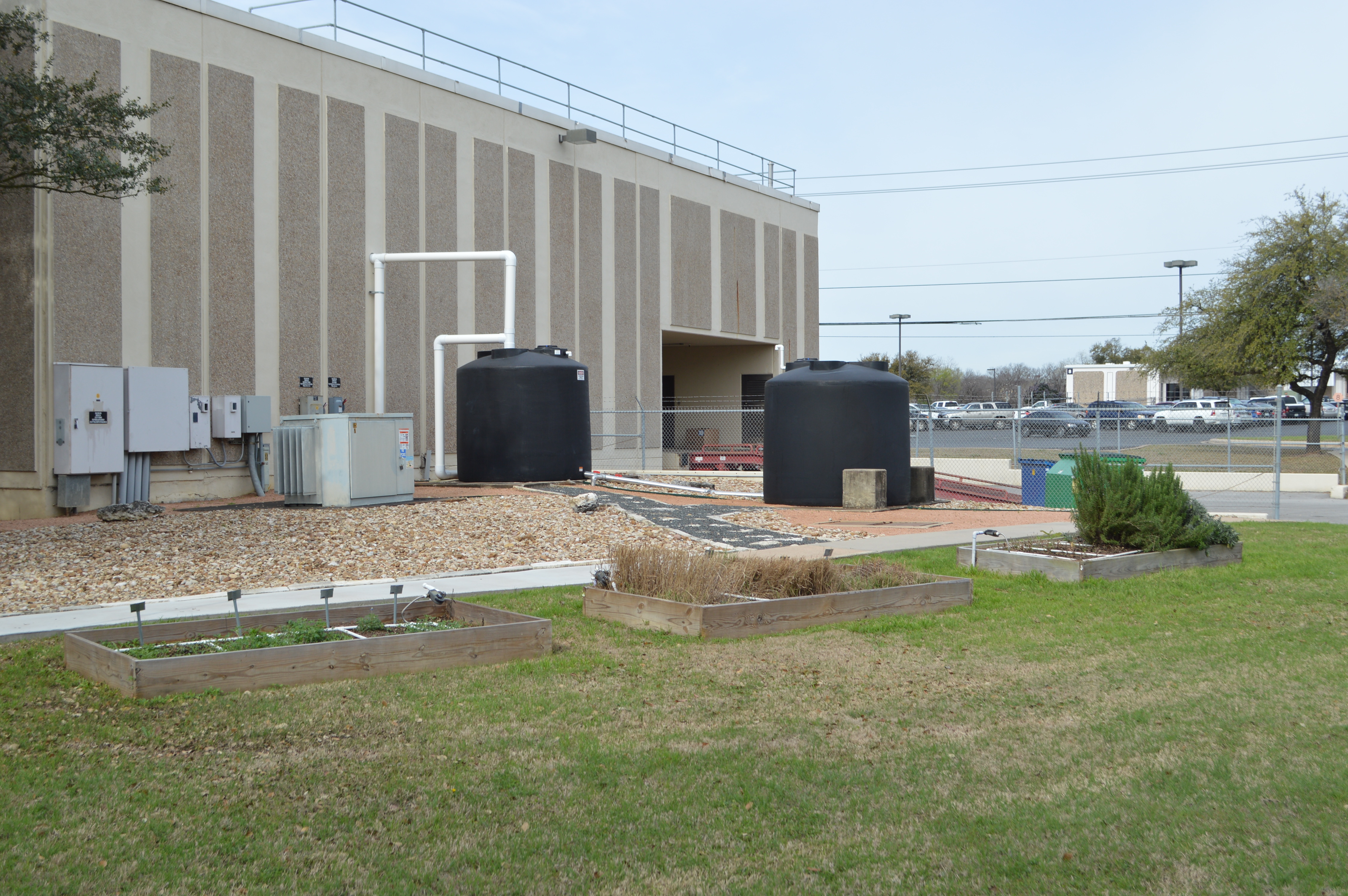 View of irrigation storage tanks.