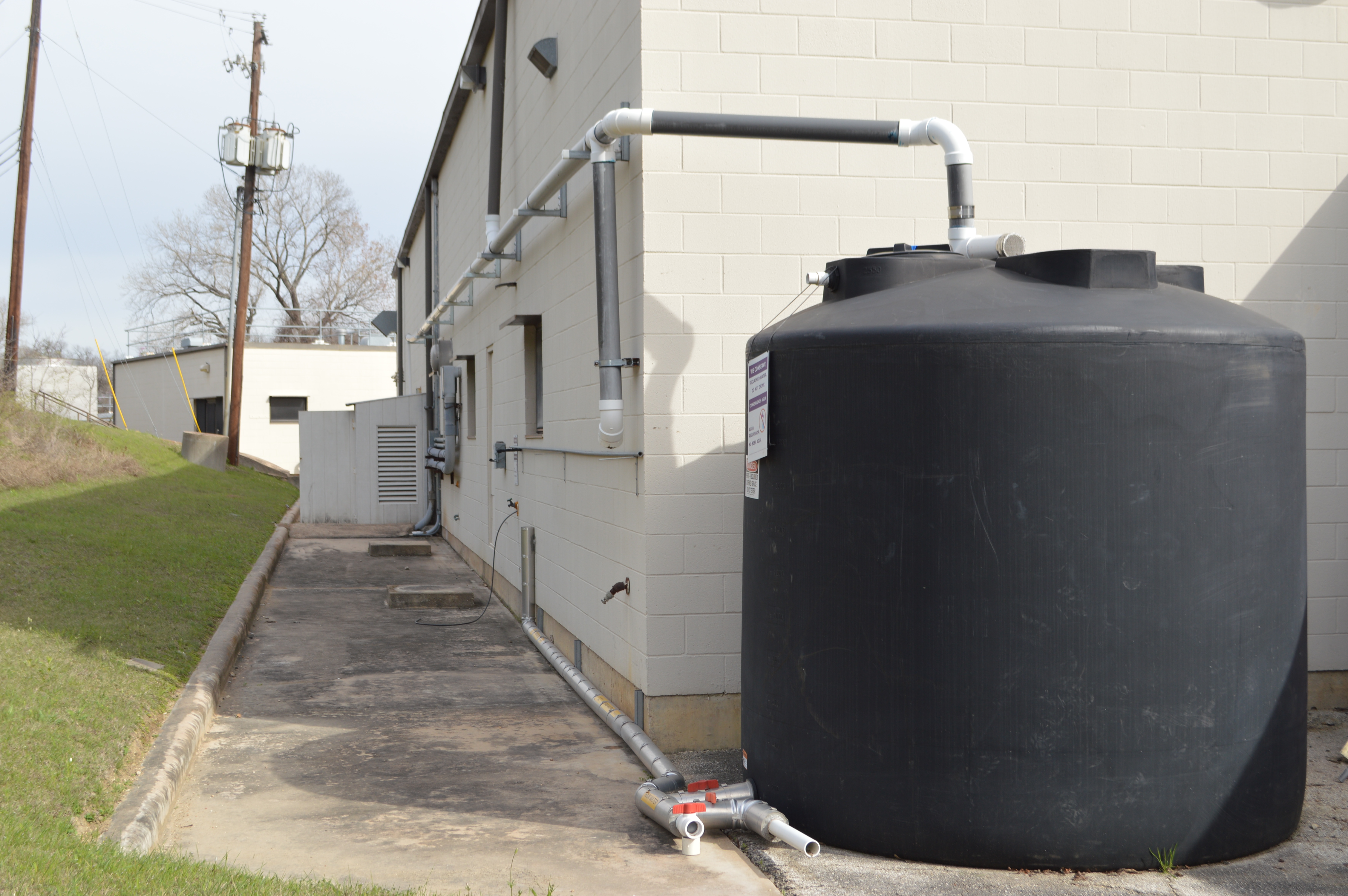 View of the storage tank for water for toilet flushing.