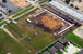 Aerial view of culverts being installed