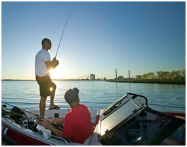 Calaveras Lake with the power plant beside it (Photo from the owner's website)