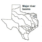 Texas map showing Cypress river basin outlines