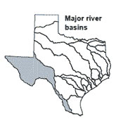 Texas map showing Rio Grande river basin outlines