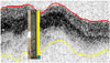 sonar image with bottom and top lines of sedimentation