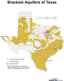 Map showing major and minor brackish aquifers of Texas