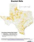 Map showing brackish groundwater wells in the TWDB Groundwater Database