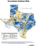 Distribution of fresh and brackish water wells in the TWDB Groundwater Database