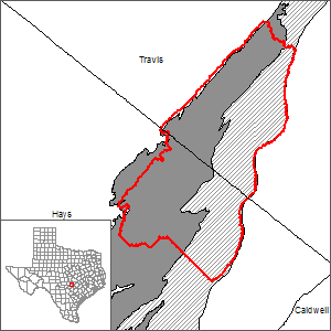 This map shows the extent and location of the Barton Springs segment of the Edwards (Balcones Fault Zone) Aquifer Groundwater Availability Model.