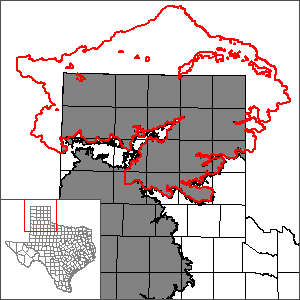 This map shows the extent and location of the northern portion of the Ogallala Aquifer Groundwater Availability Model.