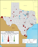 Map showing capacity of desalination plants in Texas