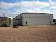 View of the gymnasium and the 12,500-gallon rainwater storage tank at the Recreation Center.