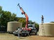 A 10,000-gallon tank being delivered.