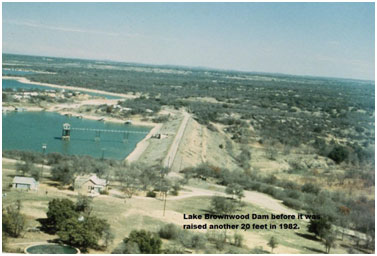 An aerial view to the old Brownwood Lake and Dam (Photo provided by the owner)