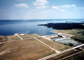 Cedar Creek Reservoir and its Spillway (Photo provided by Freese and Nichols, Inc.)