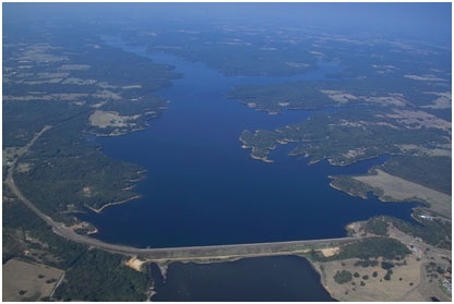 Aerial view of Lake Cypress Spring and Dam (Photo courtesy of Franklin County Water District)