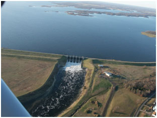 Aerial view of Lake Fork Reservoir and Dam (Photo by Sabine River Authority of Texas)