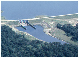 Gibbons Creek Reservoir Dam and Spillway (Photo provided by Freese and Nichols, Inc.)