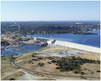 An aerial view to the Lake LBJ and dam (Photo provided by the owner)