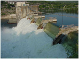 Lake Marble Falls Spillway in operation (Photo provided by the owner)
