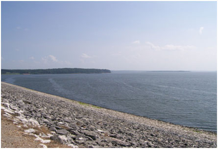 Wright Patman Lake from its Dam (Photo source: U. S. Army Corps of Engineers's website)