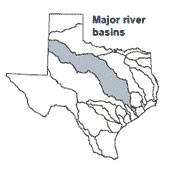 Texas map showing Brazos river basin outlines