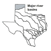 Texas map showing Canadian river basin outlines
