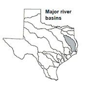 Texas map showing Neches river basin outlines