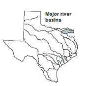 Texas map showing Sulphur river basin outlines