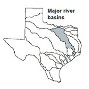 Texas map showing Brazos river basin outlines